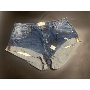 One Teaspoon NWT Denim Shorts Distressed Cuffed Blue Moon Bandits Sz 31 MSRP$110